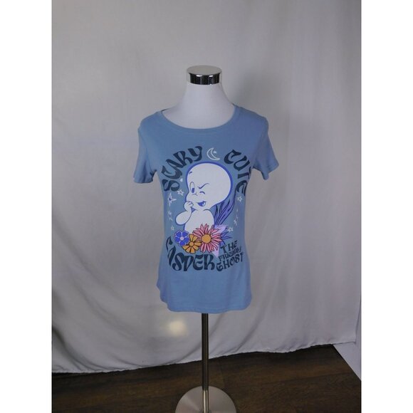Casper the Friendly Ghost M Tee Scary Cute Halloween Shirt Blue Retro - Picture 2 of 12